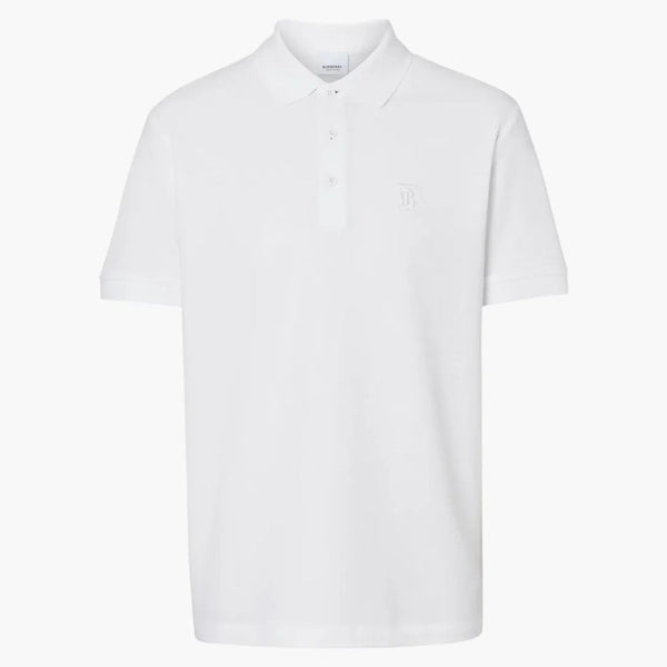 Burberry logo ricamato polo triplo bianco