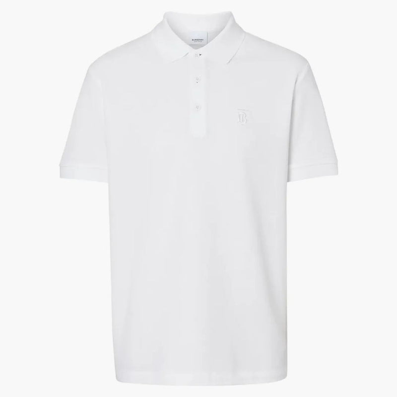 Burberry logotyp broderad polo trippel vit