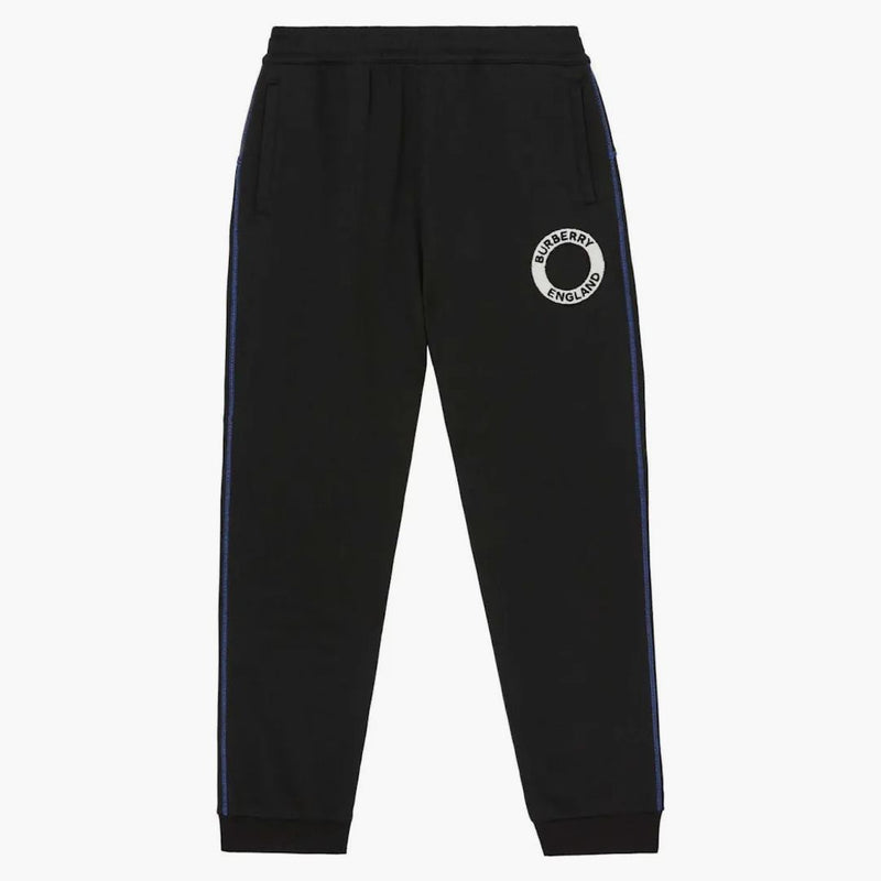 Burberry Logo Graphic Applique Cotton Jogging Sweatpants Black