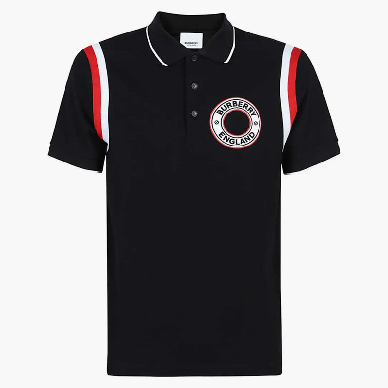 Burberry Logo Graphic Applique Cotton Polo Black