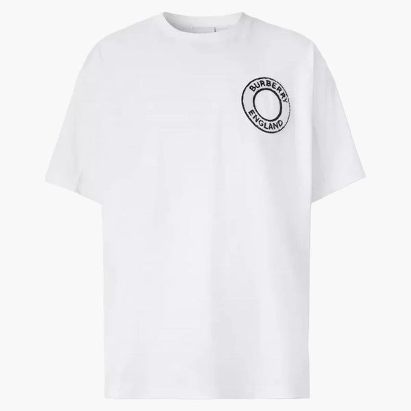 T-shirt oversize di cotone grafico logo Burberry bianco