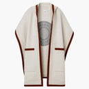 Burberry Logo Graphic Wool Cashmere Jacquard Hooded Cape Beige/brown/canvas