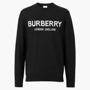 Burberry Logo Intarsia Wool Blend Sweater Black/white