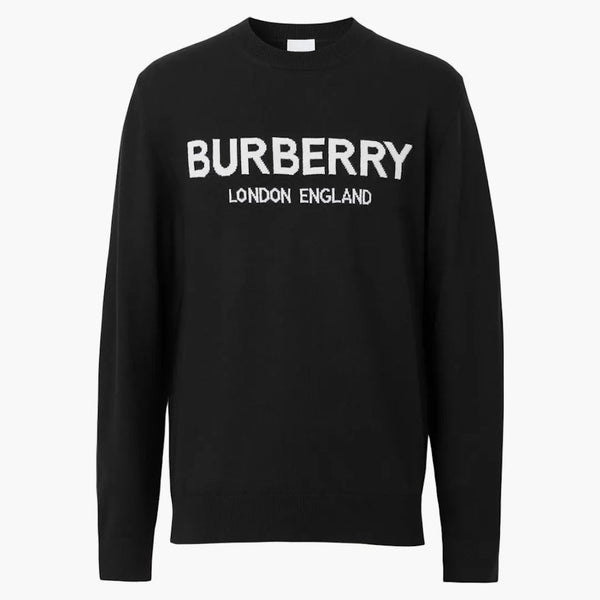 Logo Burberry Logo Intarsia Wool Blend Svetr Black/White