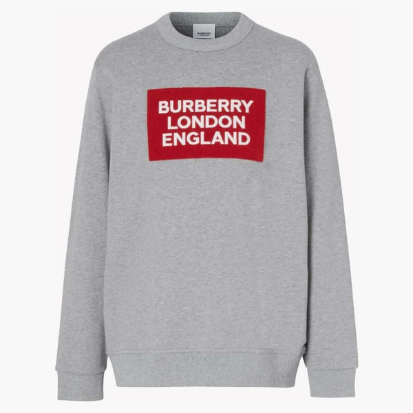 Logo Burberry Patch Cotton Mikina šedá