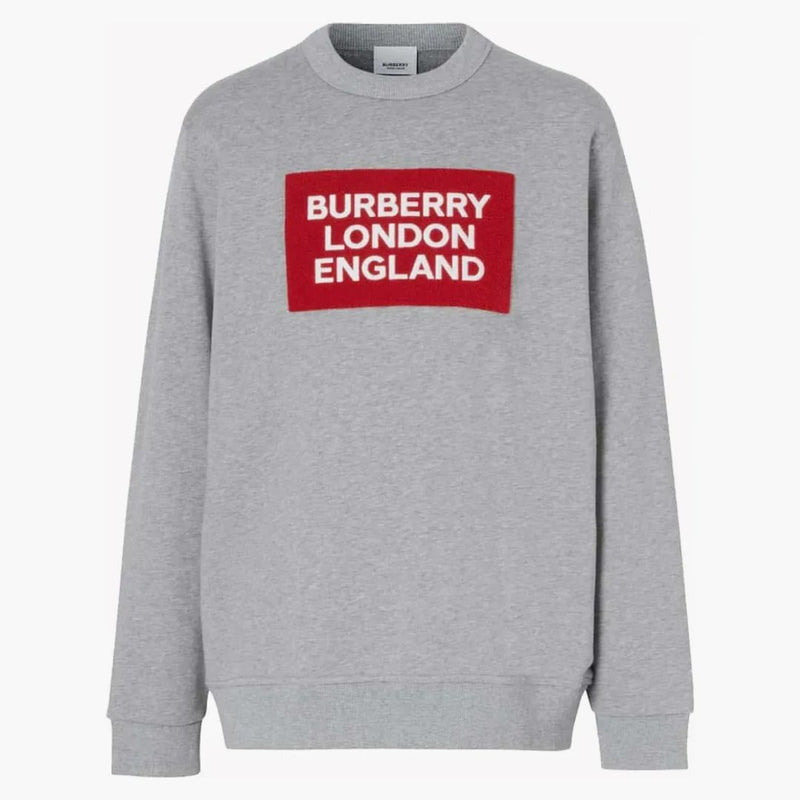 Logo Burberry Patch Cotton Mikina šedá