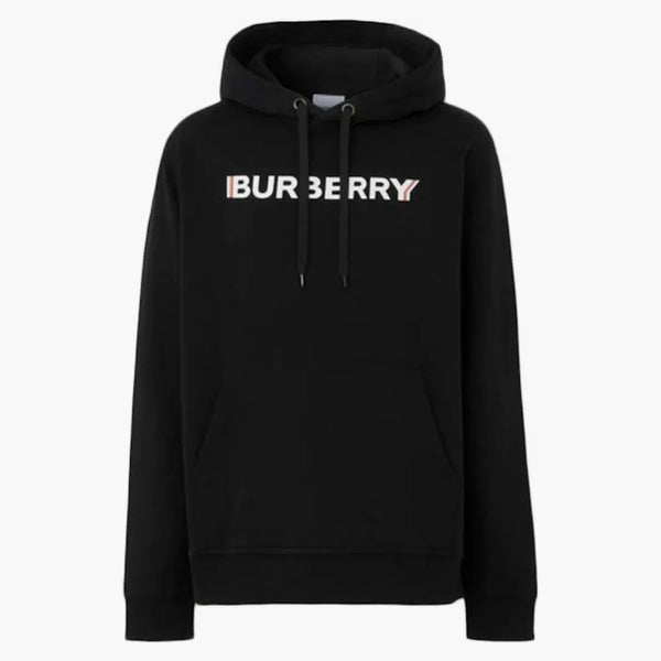 Logo burberry tisk bavlněná mikina černá