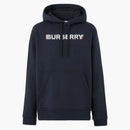 Logo Burberry Print Cotton Hoodie Navy