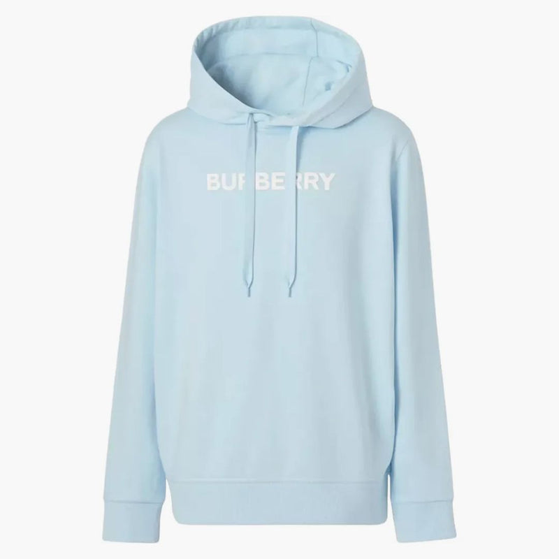 Logo burberry tisk bavlněná mikina bledě modrá
