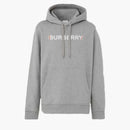 Burberry Logo Print Cotton Hoodie Pale Gray Melange