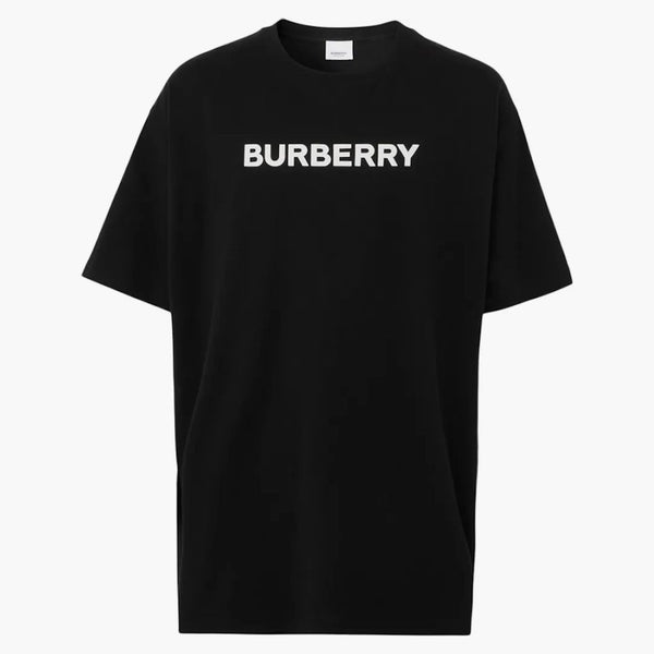 Burberry Logo Print Cotton Overdimensionerad t-shirt svart/vit