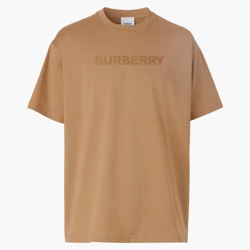 Burberry Logo Print Cotton Oversized T-Shirt Camel
