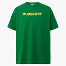 Logo burberry tisk bavlny nadměrné tričko Ivy Green/Yellow