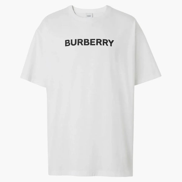 T-shirt oversize di cotone con stampa di Burberry Whirt/Nero