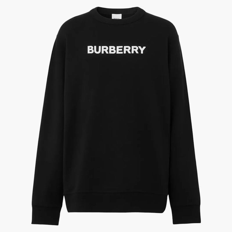 Logo burberry tisk bavlněný svetr černá/bílá