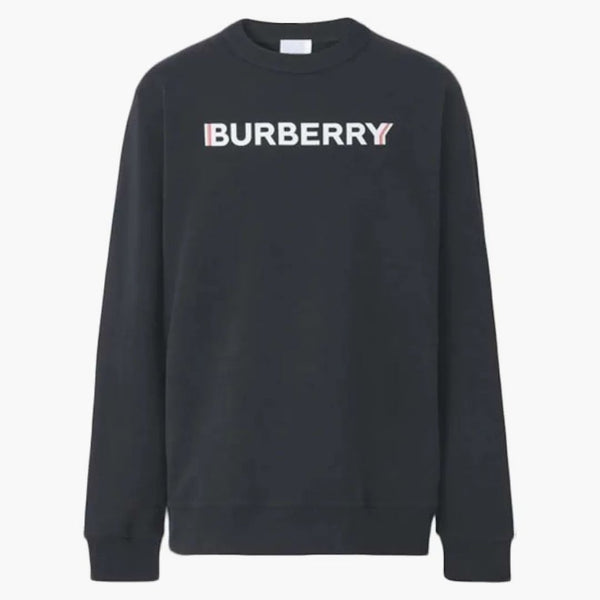 Logo burberry tisk bavlna mikina černá