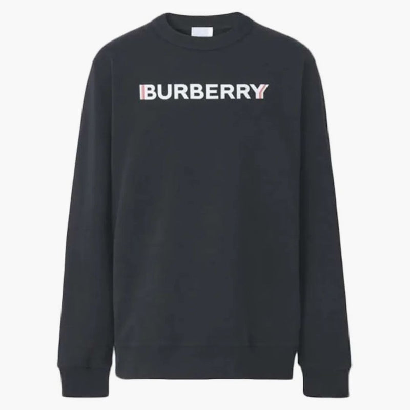 Burberry Logo Stampa Felpa di cotone nero