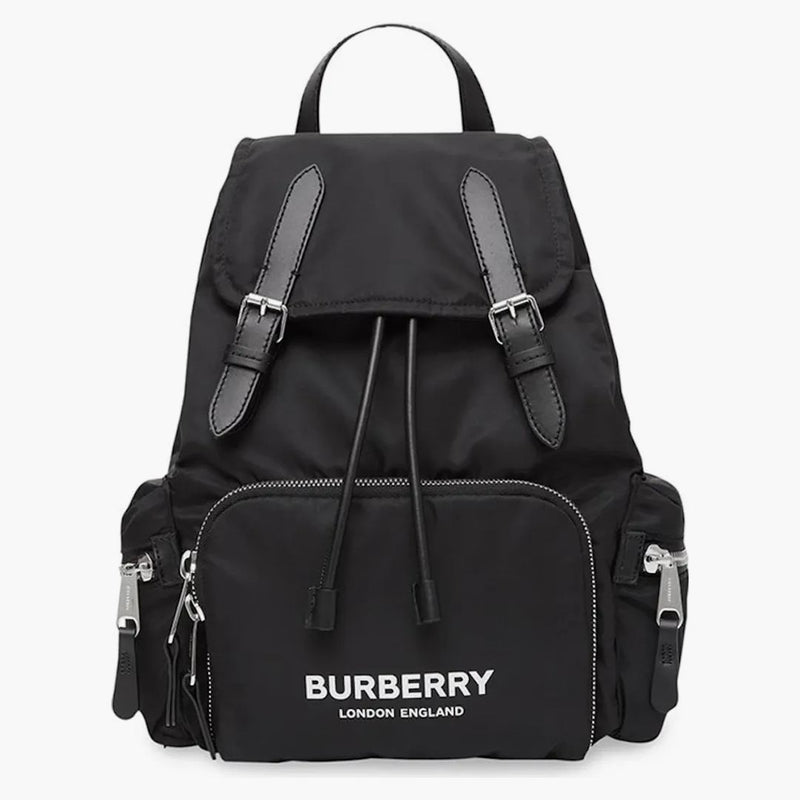 Burberry Logo Stampa zaino in nylon econilico nero