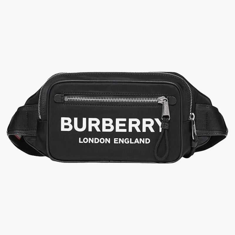 Logo Burberry Print Nylon Bum Bag Black