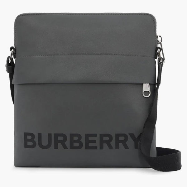 Burberry Logo Print Nylon Crossbody Bag Charcoal Grey