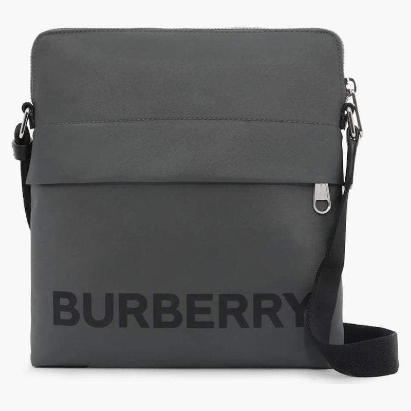 Burberry Logo Print Nylon Crossbody Bag Charcoal Grey