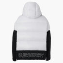 Burberry Logo Print Nylon Oversized Hooded Buffer Jacket Optic White/Black
