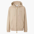 Burberry Logo Print Stretch Cotton Zip Hoodie Soft Fawn
