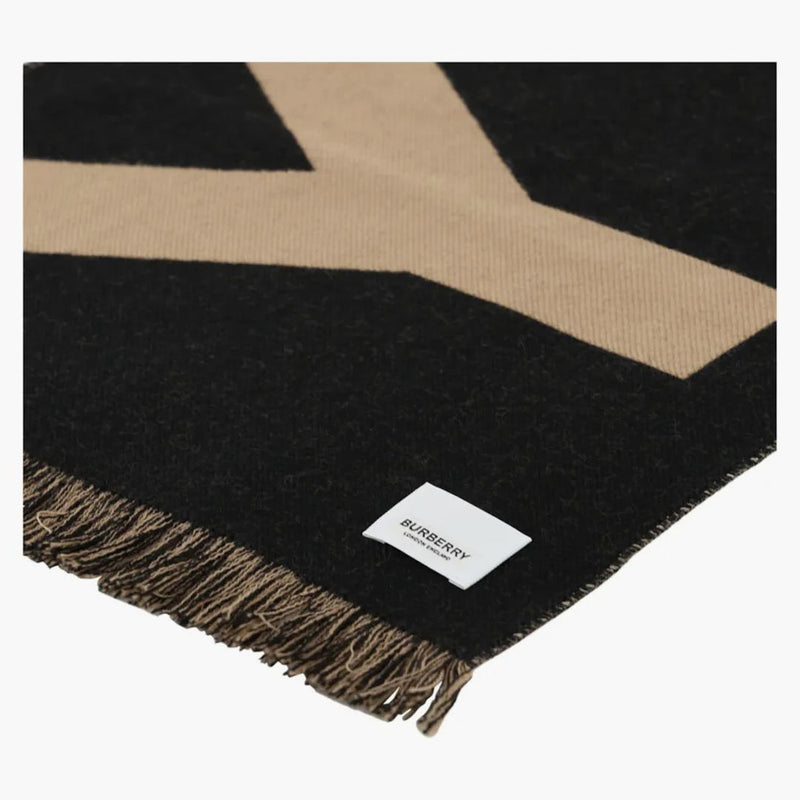 Burberry Logo Wool Scarf Beige