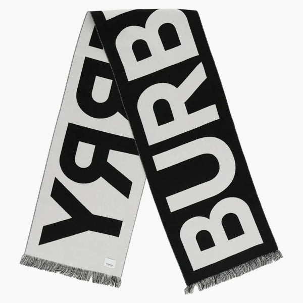 Burberry Logo Wool Scarf Black
