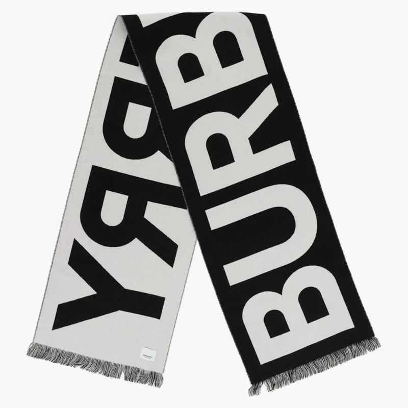 Logo burberry vlna šátek černá