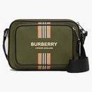 Burberry Logo and Icon Stripe Print Econyl Crossbody Bag Dark Olive Green