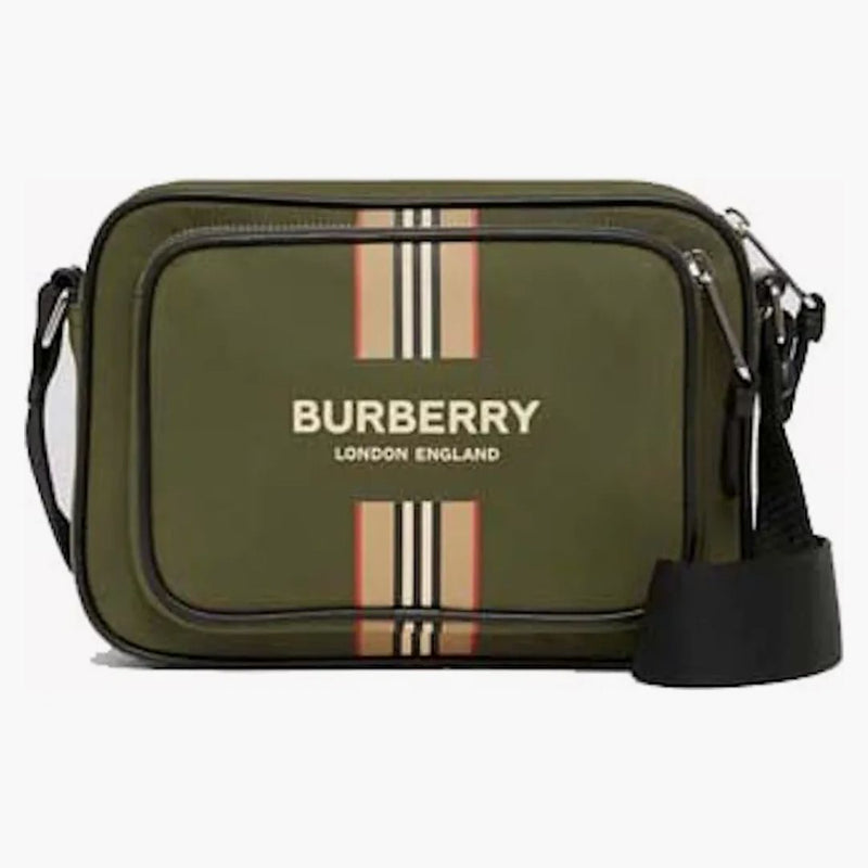 Burberry logotyp och ikon randtryck ekonyl crossbody väska mörk olivgrön