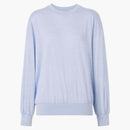 Burberry Long Sleeve Monogram Motif Silk Cotton Top Light Blue