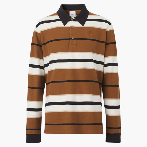Burberry långärmad monogram polo skjorta brun vit svart