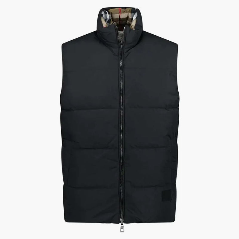 Burberry Lowick Reversible Check Down Vest Black/Archive Beige