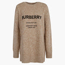 Burberry Mabel Horseferry Logo Print Oversize Wool & Cotton Sweater Camel