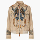 Burberry Marine Sketch-Print Harrington Jacket Beige/Multi