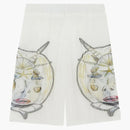 Burberry Marine Sketch Sheer Pleats Shorts White