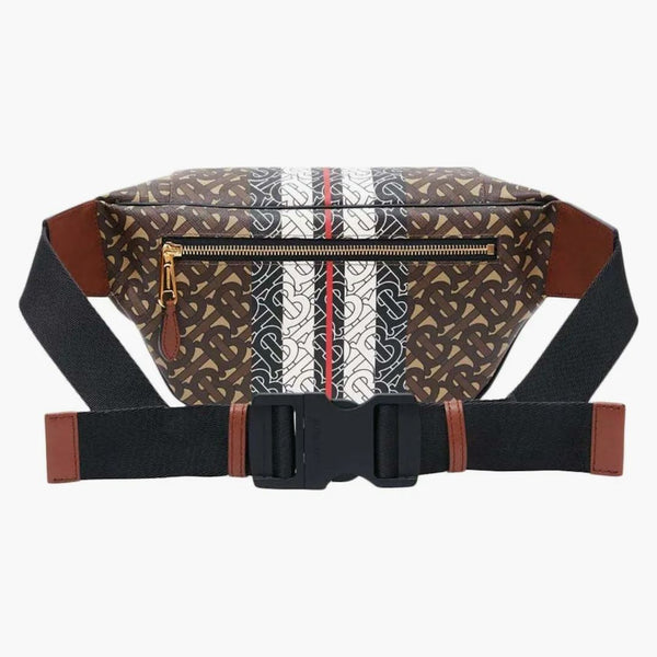 Burberry Medium Monogram Stripe E-Canvas Bum Bag Brown Brown