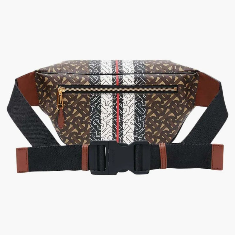 Burberry Medium Monogram Stripe E-Canvas Bum Bag Brown Brown