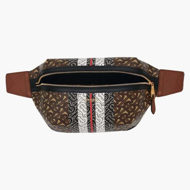 Burberry Medium Monogram Stripe E-Canvas Bum Bag Brown Brown