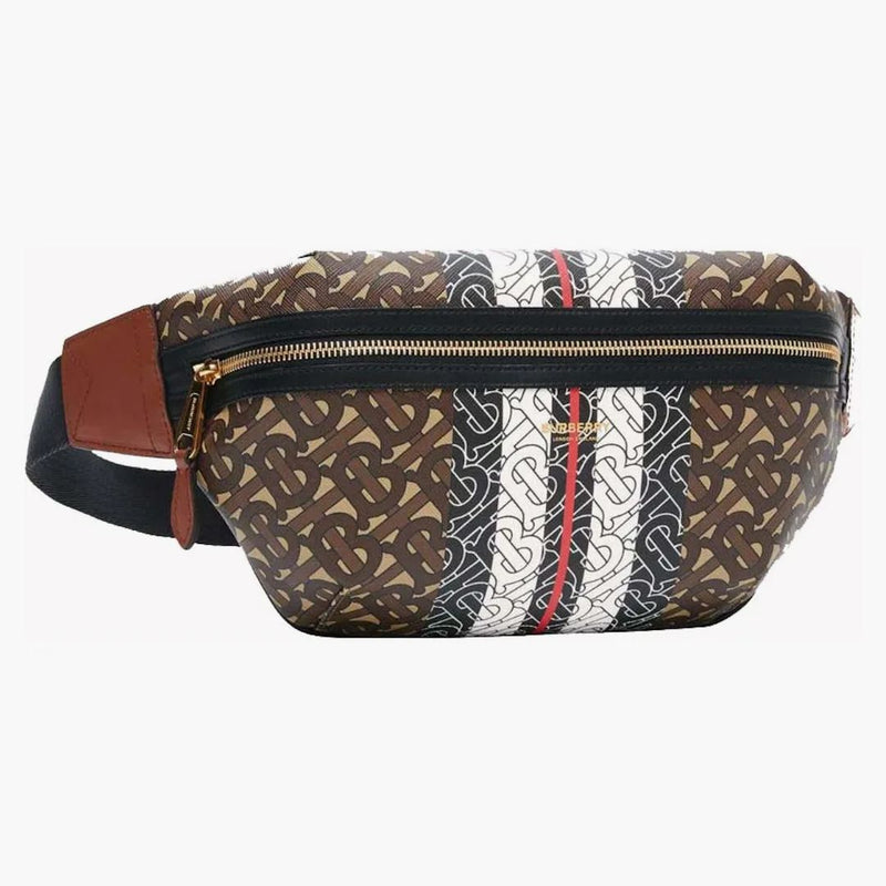 Burberry Medium Monogram Stripe E-Canvas Bum Bag Brown Brown