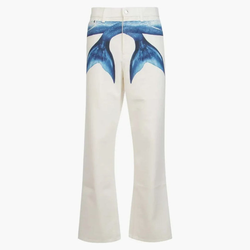 Burberry Mermaid Tail Printed Cotton-Denim Jeans White