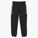 Burberry Milo Cotton-Blend Check Panel Sweatpants Black