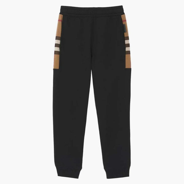 Burberry Milo Cotton-blend Check Panel Sweatpants Black