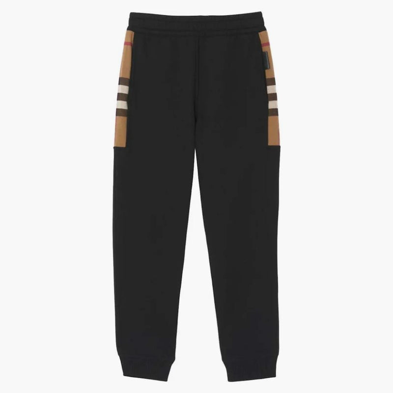 Burberry Milo Cotton-blend Check Panel Sweatpants Black