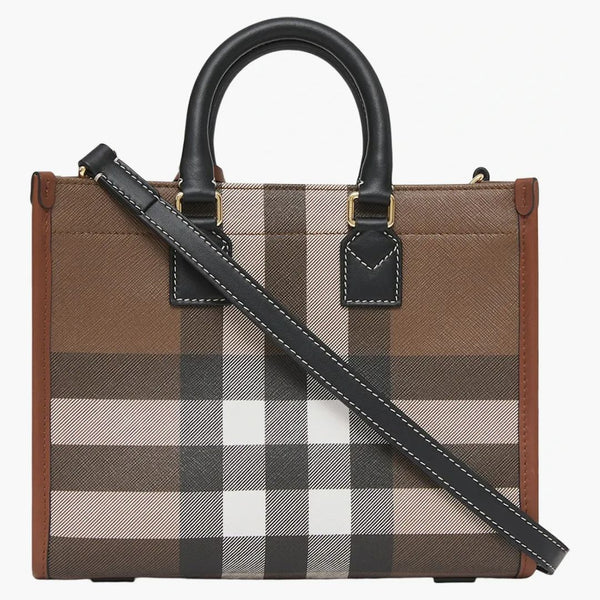 Burberry mini check och läder Freya Dead Bag Dark Birch Brown