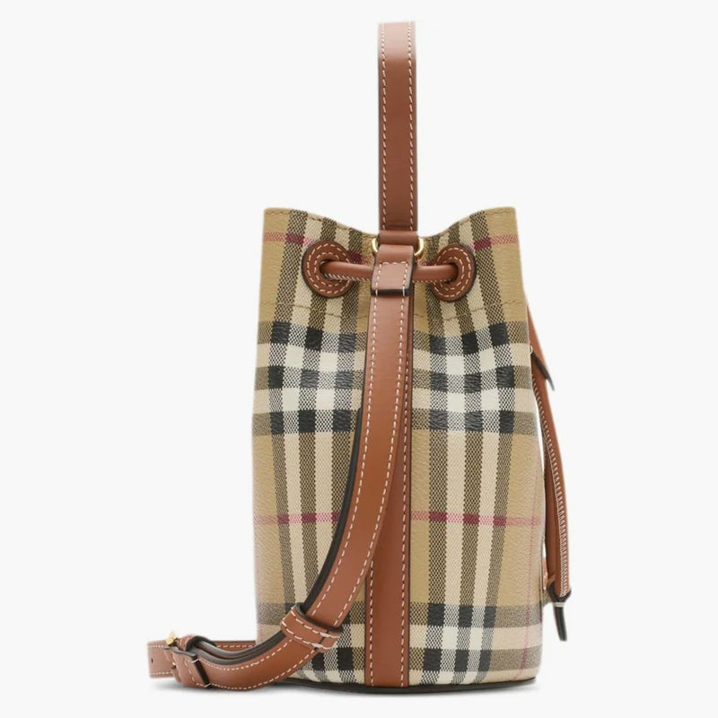 Burberry Mini DrawString Vintage Check Bucket Bag Brown Brown