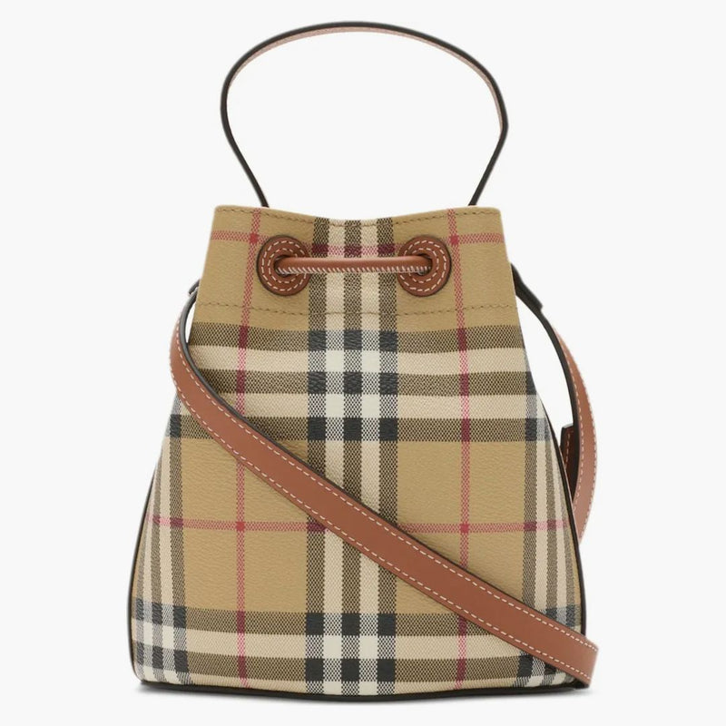 Burberry Mini DrawString Vintage Check Bucket Bag Brown Brown