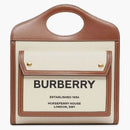 Burberry Mini Two-Tone Canvas and Leather Pocket Bag Natural/Malt Brown